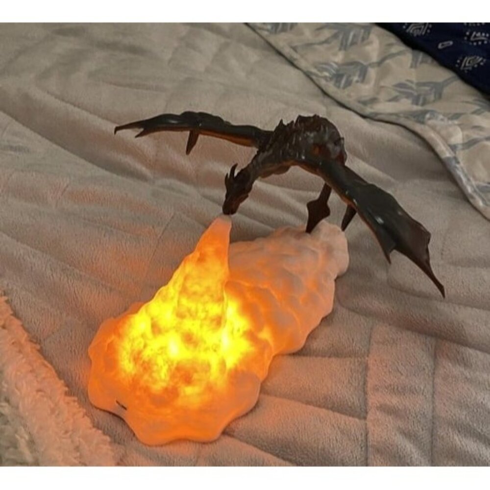 New Fire Dragon Lamp Light, 3D Printed Night Light LED Moon Light Gift for Boys